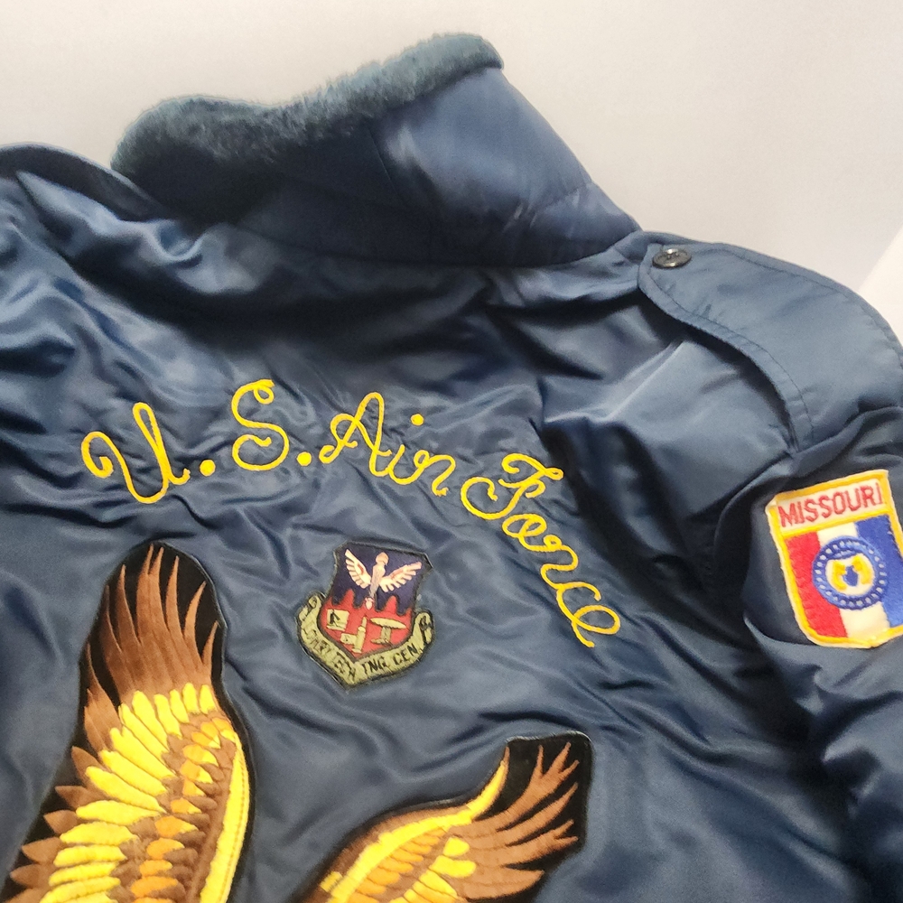 U.S. Air Force Timber King Bomber Blue Jacket with Embroidered Patches